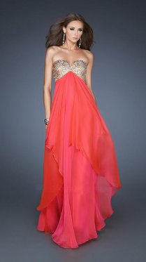 Straples Long Red Sequin Top Layered Evening Dress For Prom 2014