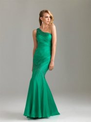 Sexy Emerald One Shoulder by Allure Mermaid Long Prom Dresses