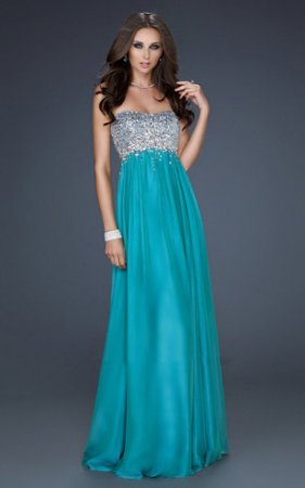 Peacock Long Sequin Strapless Night Dress For Prom