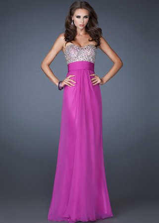 Charming Magenta Strapless Glitter Floor Length Formal Wear